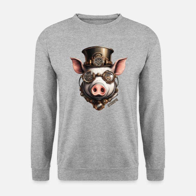 Steampig (steampunk) - Unisex Pullover - Weißgrau meliert