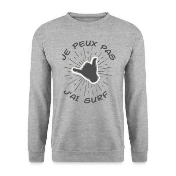 Ich kann nicht surfen - Unisex Pullover - Weißgrau meliert - Vorne - Alina (178cm) & Michal (187cm)