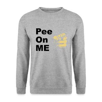 "Pee On Me" New York Dogs Pisse sur moi - Sweat-shirt Unisexe - gris chiné - Devant - Alina (178cm) & Michal (187cm)