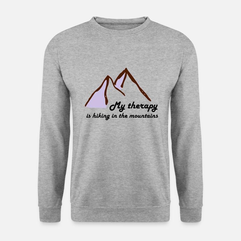 Meine Therapie ist wandern in den Bergen Geschenk - Unisex Pullover - Weißgrau meliert