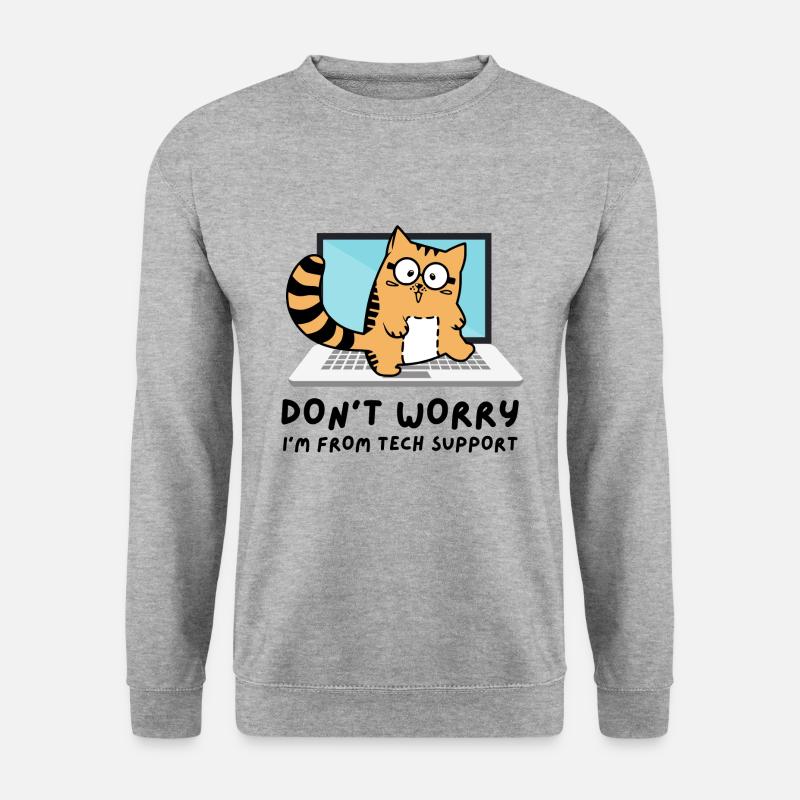 Keine Angst ich bin von Tech Support Admin Katze - Unisex Pullover - Weißgrau meliert