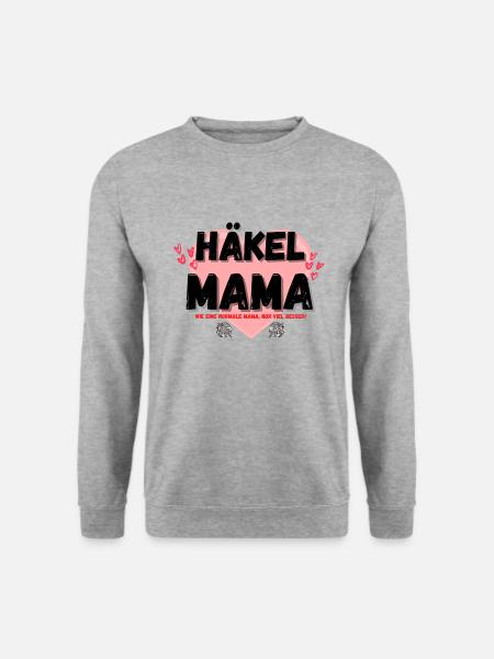 Häkelmama! Häkeln Mutter rosa Herz rot Herzen Mama - Unisex Pullover - Weißgrau meliert