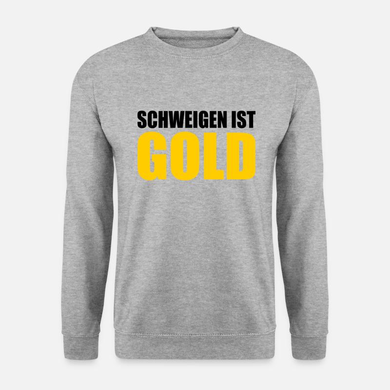 schweigen ist gold - Unisex Pullover - Weißgrau meliert