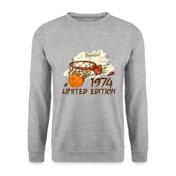 1974 Limited Edition Basketball Anniversary 1974 - Unisex Sweatshirt - salt & pepper - Front - Alina (178cm) & Michal (187cm)