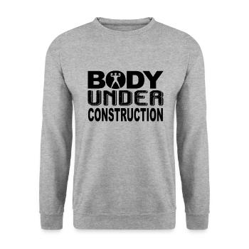 Body Under Construction Funny Gym - Unisex Sweatshirt - salt & pepper - Front - Alina (178cm) & Michal (187cm)