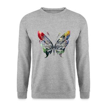 Papillon, insecte, papillon, cool, motif, animal - Sweat-shirt Unisexe - gris chiné - Devant - Alina (178cm) & Michal (187cm)