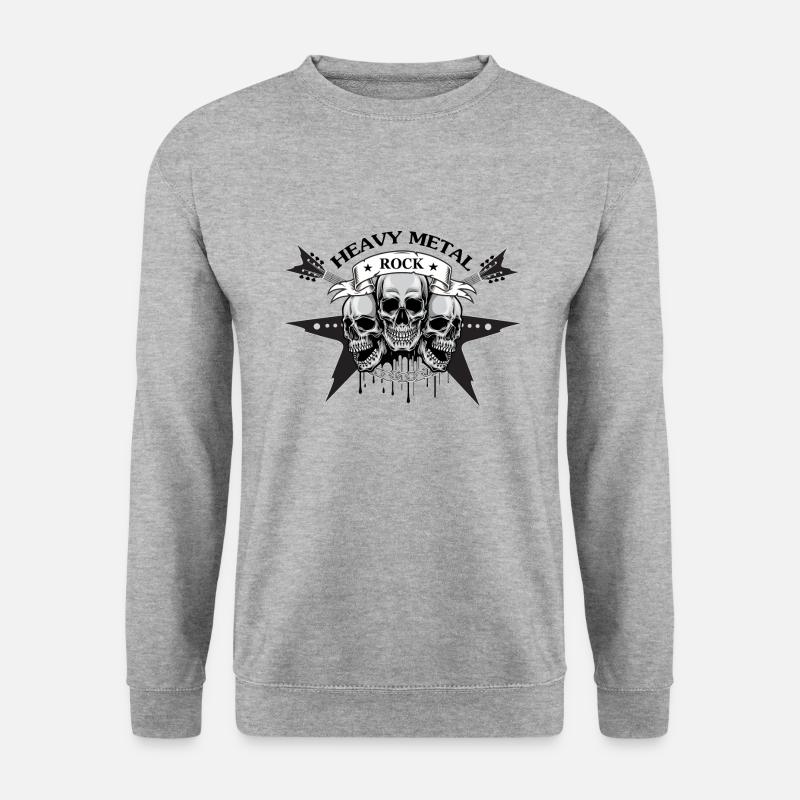 HEAVY METAL ROCK MOTIV - Unisex Pullover - Weißgrau meliert