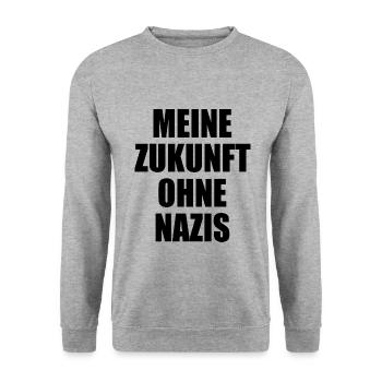 Meine zukunft ohne nazis - Unisex Pullover - Weißgrau meliert - Vorne - Alina (178cm) & Michal (187cm)