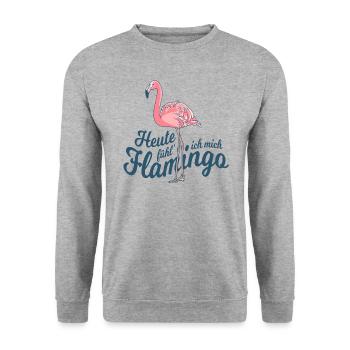 Heute fühl' ich mich Flamingo - Unisex Pullover - Weißgrau meliert - Vorne - Alina (178cm) & Michal (187cm)