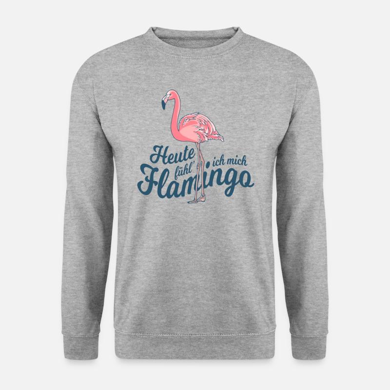Heute fühl' ich mich Flamingo - Unisex Pullover - Weißgrau meliert