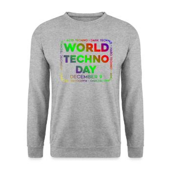 Journée Techno J’aime Hard Dark Acid Techno - Sweat-shirt Unisexe - gris chiné - Devant - Alina (178cm) & Michal (187cm)