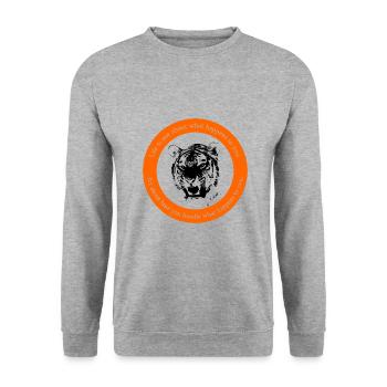 Motivating saying Tiger Inspiration Mindset - Unisex Sweatshirt - salt & pepper - Front - Alina (178cm) & Michal (187cm)