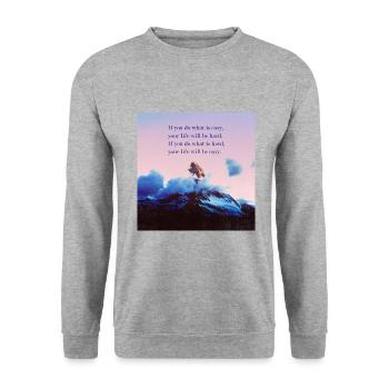 Motivation Quote Inspiring Success Mountains Sky - Unisex Sweatshirt - salt & pepper - Front - Alina (178cm) & Michal (187cm)
