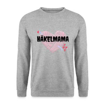 Häkelmama! Häkeln Mutter rosa Herz rot pink Mama - Unisex Pullover - Weißgrau meliert - Vorne - Alina (178cm) & Michal (187cm)