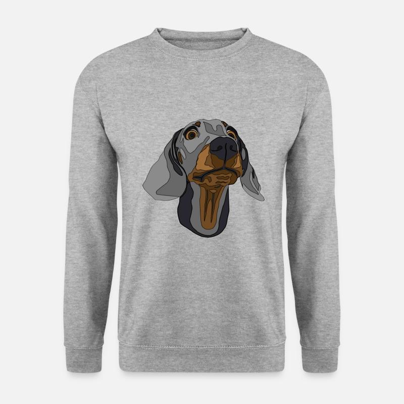 Dackel, Dachshund - Unisex Pullover - Weißgrau meliert
