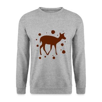 Reh Rehkitz - Wald Natur Tierschutz - Unisex Pullover - Weißgrau meliert - Vorne - Alina (178cm) & Michal (187cm)