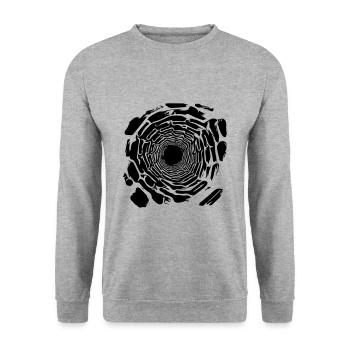 Schwarzes Loch - Unisex Pullover - Weißgrau meliert - Vorne - Alina (178cm) & Michal (187cm)