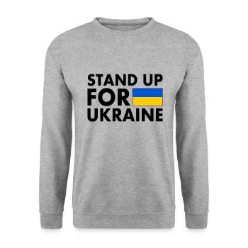 Stand up for ukraine - Sweat-shirt Unisexe - gris chiné - Devant - Alina (178cm) & Michal (187cm)