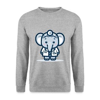 Cute Elephant Doctor - Unisex Sweatshirt - salt & pepper - Front - Alina (178cm) & Michal (187cm)