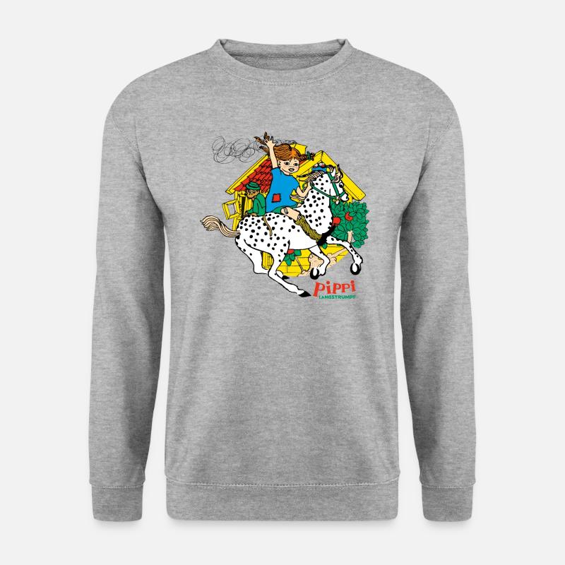 Pippi Langstrumpf Herr Nilsson Und Kleiner Onkel - Unisex Pullover - Weißgrau meliert