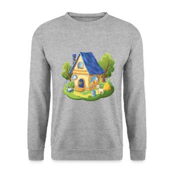 Märchen Haus des Milchmanns blau - Unisex Pullover - Weißgrau meliert - Vorne - Alina (178cm) & Michal (187cm)