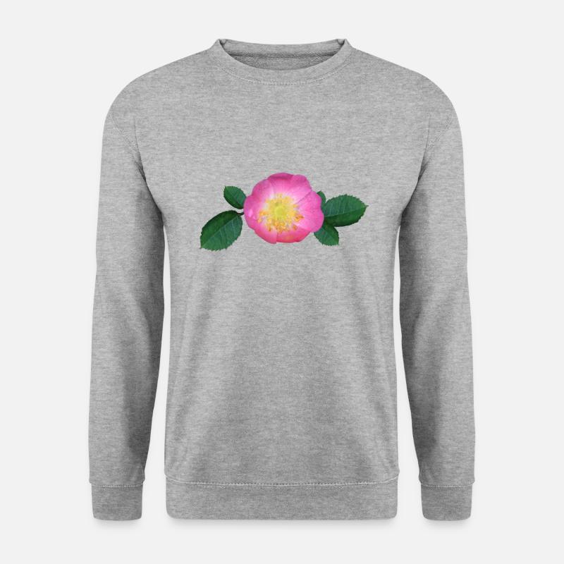 Rose Rosen rosa Rose - Unisex Pullover - Weißgrau meliert