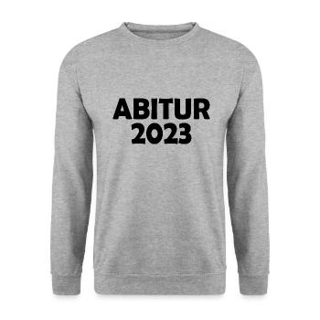 Abitur 2023 - Unisex Pullover - Weißgrau meliert - Vorne - Alina (178cm) & Michal (187cm)