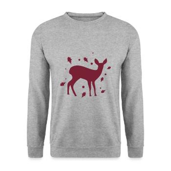 Reh Rehkitz - Wald Natur Tierschutz - Unisex Pullover - Weißgrau meliert - Vorne - Alina (178cm) & Michal (187cm)