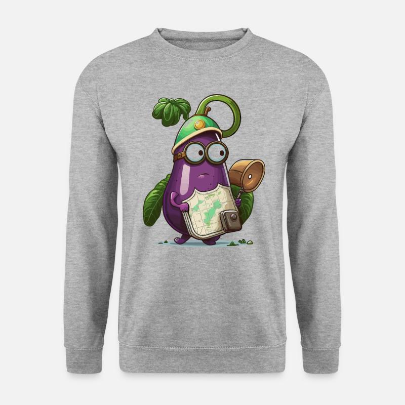 Auberginen-Expeditionen - Unisex Pullover - Weißgrau meliert