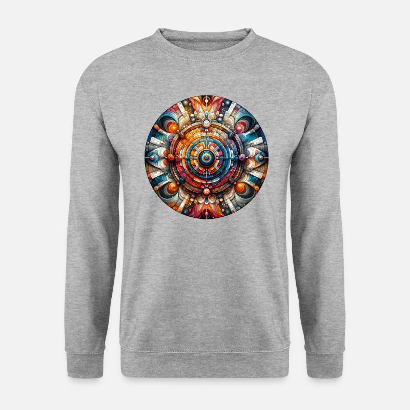 Kunterli - Mandala magische Kunstfusion - Unisex Pullover - Weißgrau meliert