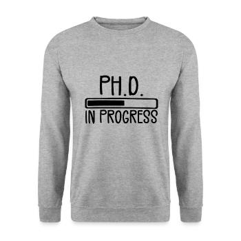 Ph.D. in Bearbeitung, PhD Doktorat Graduiertengrad - Unisex Pullover - Weißgrau meliert - Vorne - Alina (178cm) & Michal (187cm)