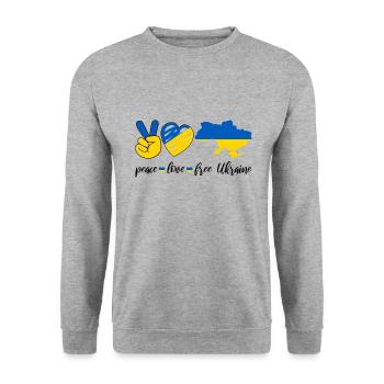Peace Love Ukraine - Unisex Sweatshirt - salt & pepper - Front - Alina (178cm) & Michal (187cm)