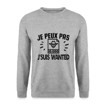 je peux pas j'suis wanted - Sweat-shirt Unisexe - gris chiné - Devant - Alina (178cm) & Michal (187cm)