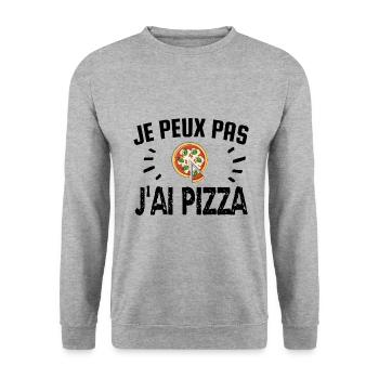 je peux pas j'ai pizza - Sweat-shirt Unisexe - gris chiné - Devant - Alina (178cm) & Michal (187cm)