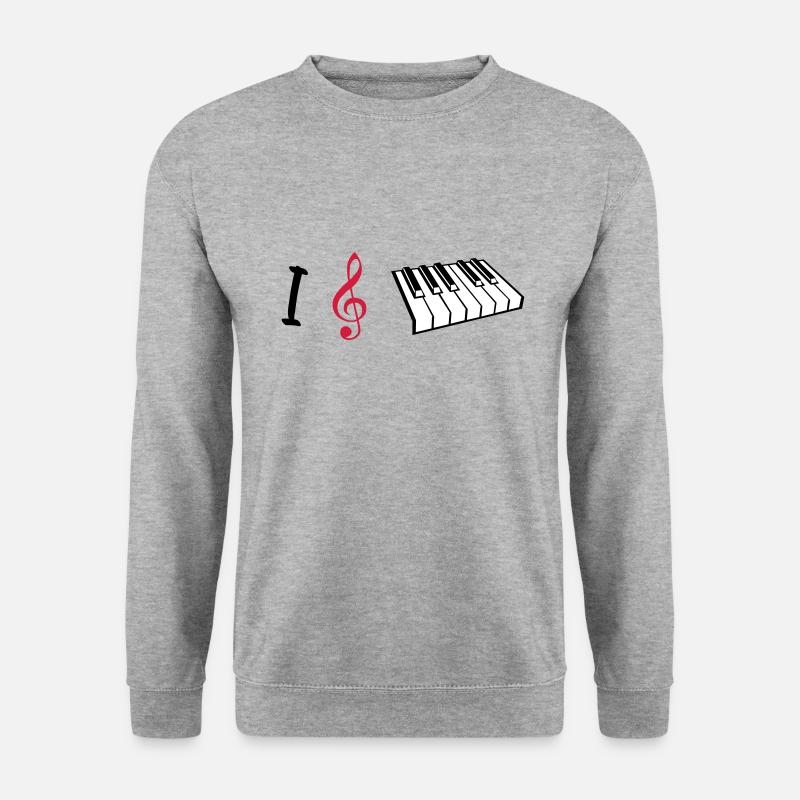 I love Piano, Klavier - Unisex Pullover - Weißgrau meliert