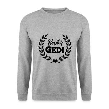 Bester Gedi Bester Gedi sein Patenonkel fragen - Unisex Pullover - Weißgrau meliert - Vorne - Alina (178cm) & Michal (187cm)