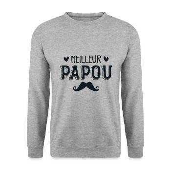 Meilleur PAPOU - Sweat-shirt Unisexe - gris chiné - Devant - Alina (178cm) & Michal (187cm)
