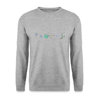 garden plants gardening bed - Unisex Sweatshirt - salt & pepper - Front - Alina (178cm) & Michal (187cm)