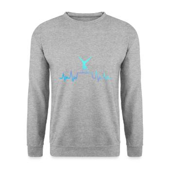 Gymnasts, gymnastics, ECG, pulse, heartbeat, gymnastics - Unisex Sweatshirt - salt & pepper - Front - Alina (178cm) & Michal (187cm)