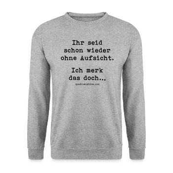 ohne Aufsicht - Unisex Pullover - Weißgrau meliert - Vorne - Alina (178cm) & Michal (187cm)