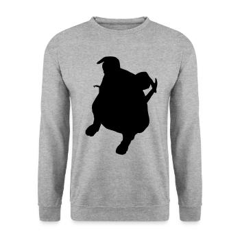 Staffie / Pit Bull Silhouette - Unisex Pullover - Weißgrau meliert - Vorne - Alina (178cm) & Michal (187cm)