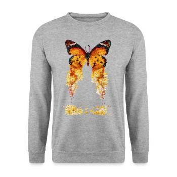 Butterfly, orange, flowers, yellow, spring - Unisex Sweatshirt - salt & pepper - Front - Alina (178cm) & Michal (187cm)