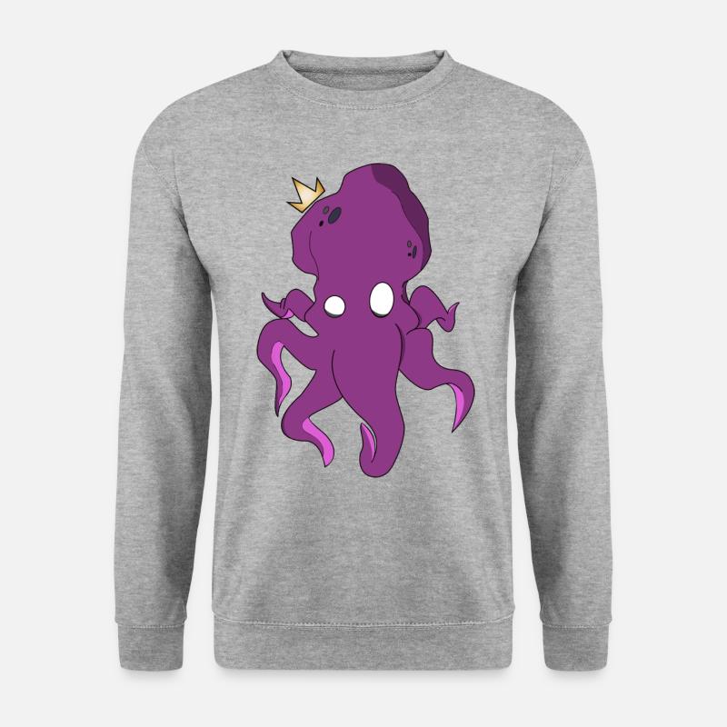 König Octopus - Unisex Pullover - Weißgrau meliert