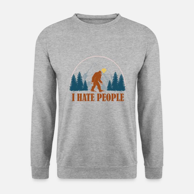 I hate people Wandern Hiking Natur Nature - Unisex Pullover - Weißgrau meliert