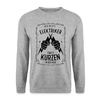 Beste Elektriker trotz kurzen in der Hose Geschenk - Unisex Pullover - Weißgrau meliert - Vorne - Alina (178cm) & Michal (187cm)