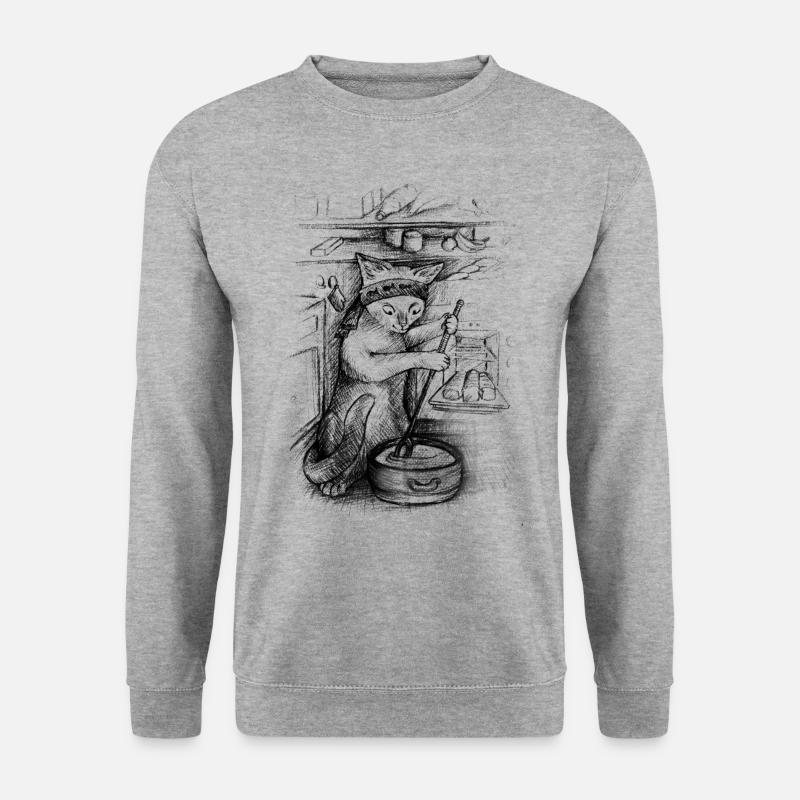 Katzenkoch - Unisex Pullover - Weißgrau meliert
