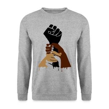 Solidarity - One Struggle - One Fight - Unisex Sweatshirt - salt & pepper - Front - Alina (178cm) & Michal (187cm)