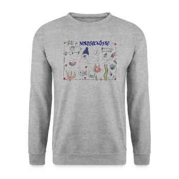 An der Nordseeküste - Unisex Pullover - Weißgrau meliert - Vorne - Alina (178cm) & Michal (187cm)