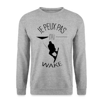 Je peux pas j'ai Wakeboard ! - WAKE - Sweat-shirt Unisexe - gris chiné - Devant - Alina (178cm) & Michal (187cm)