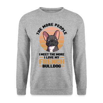 Français Bulldog - Sweat-shirt Unisexe - gris chiné - Devant - Alina (178cm) & Michal (187cm)